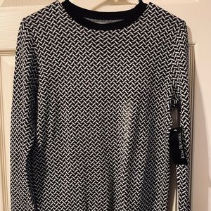 Kim Rogers black and white cable knit sweater. Size S NWT